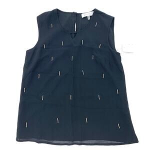 Kasper Black Embellished Beads Sleeveless Tank Lightweight Blouse XS NEW